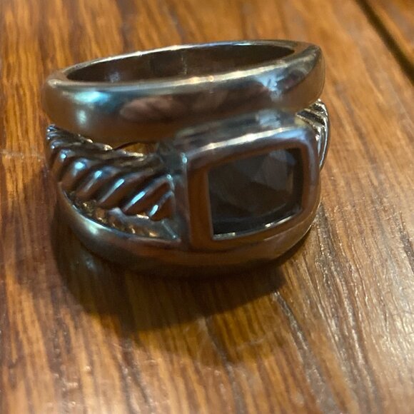 Vintage Unisex Silver and Smoky Quartz Ring Size 8 - Picture 3 of 3